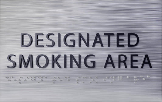6" X4" Designated Smoking Area Sign - ADA Compliant Tactile Graphics Grade 2 Braille Text | Smoking Permitted Wall Signs for Offices, Private Businesses, Schools, and Restaurants