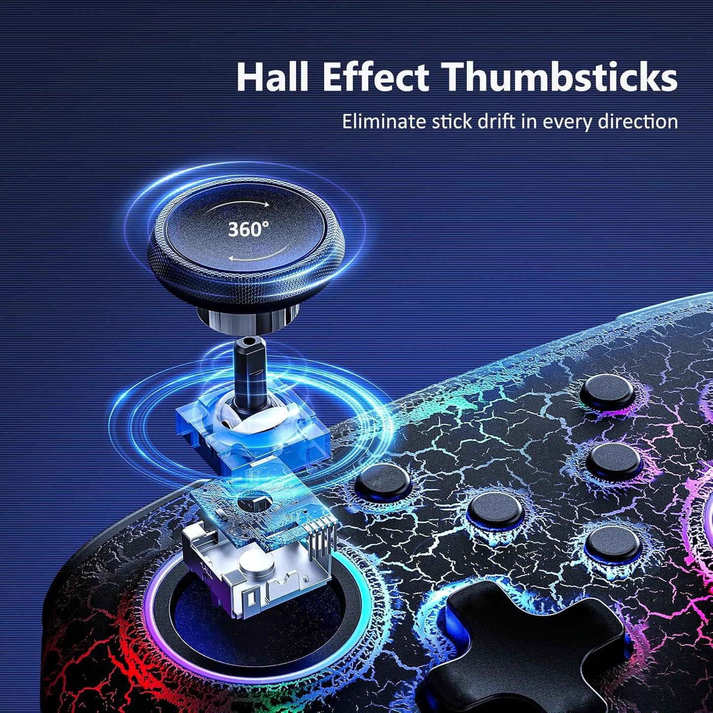 NexiGo Hall Effect Wireless Controller (No Deadzone) for Switch 2 and Switch, Controllers for Nintendo Switch, Bluetooth Switch Controller, Turbo and LED Light (Lightstorm)