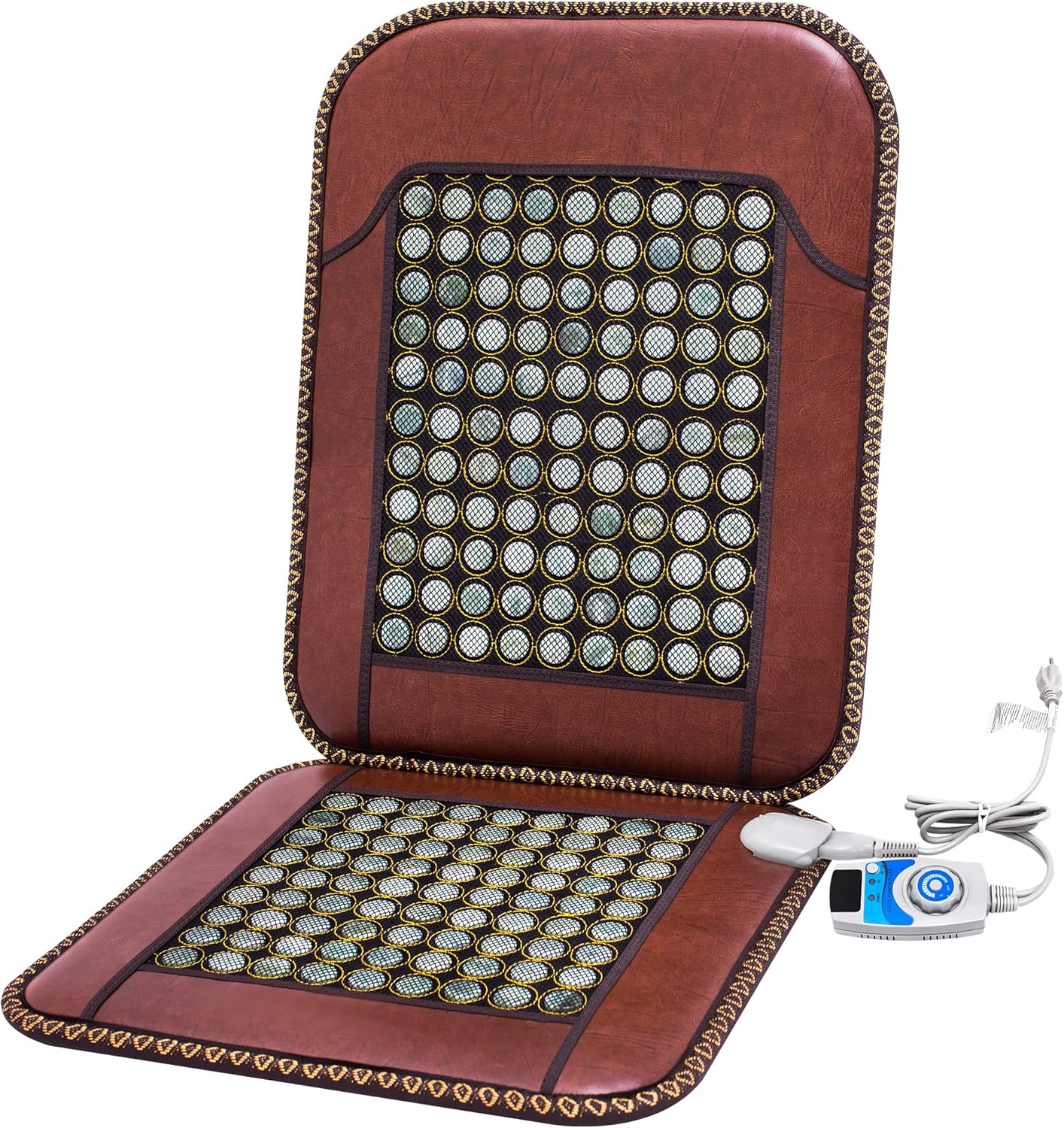 Infrared Heating Pad, Far Infrared Natural Jade Heating Pad, Auto Shut Off, Adjustable Temperature, Gifts for Women/Men/Dad/Mom (Brown, jadeseatback)