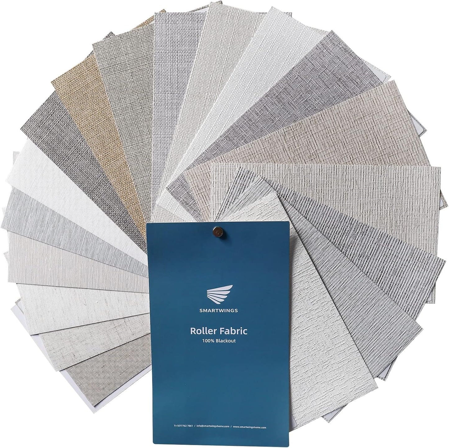 SmartWings Motorized Roller Shades Work with Matter Thread Homekit Z-Wave Alexa Google, 100% Blackout Smart Blinds for Windows, Cordless Remote Control Window Shades, Customized Size, Fabric Sample