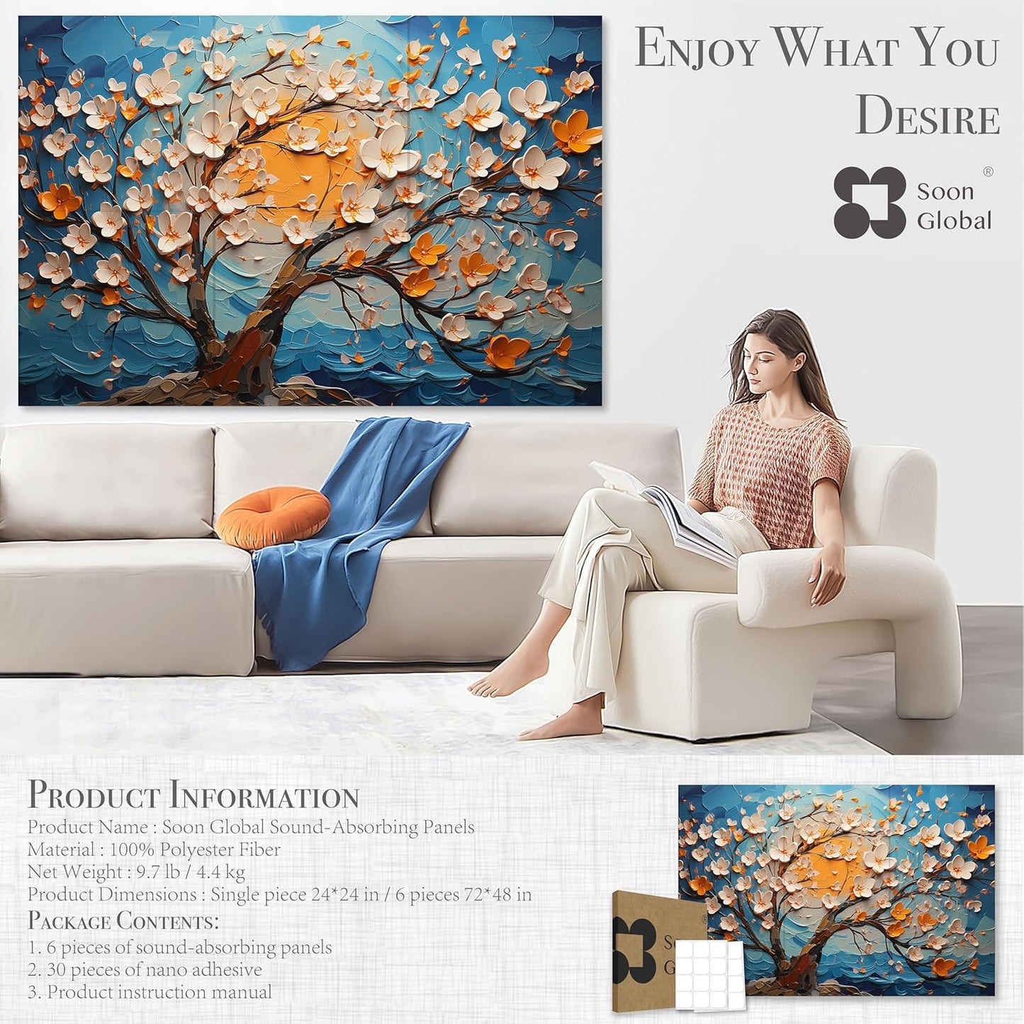 Acoustical Wall Panels, 72 X 48 Inches Art Acoustic Panels, Decorative Acoustic Panels, Acoustic Wall Panels, Sound Absorbing Wall Art, Canvas