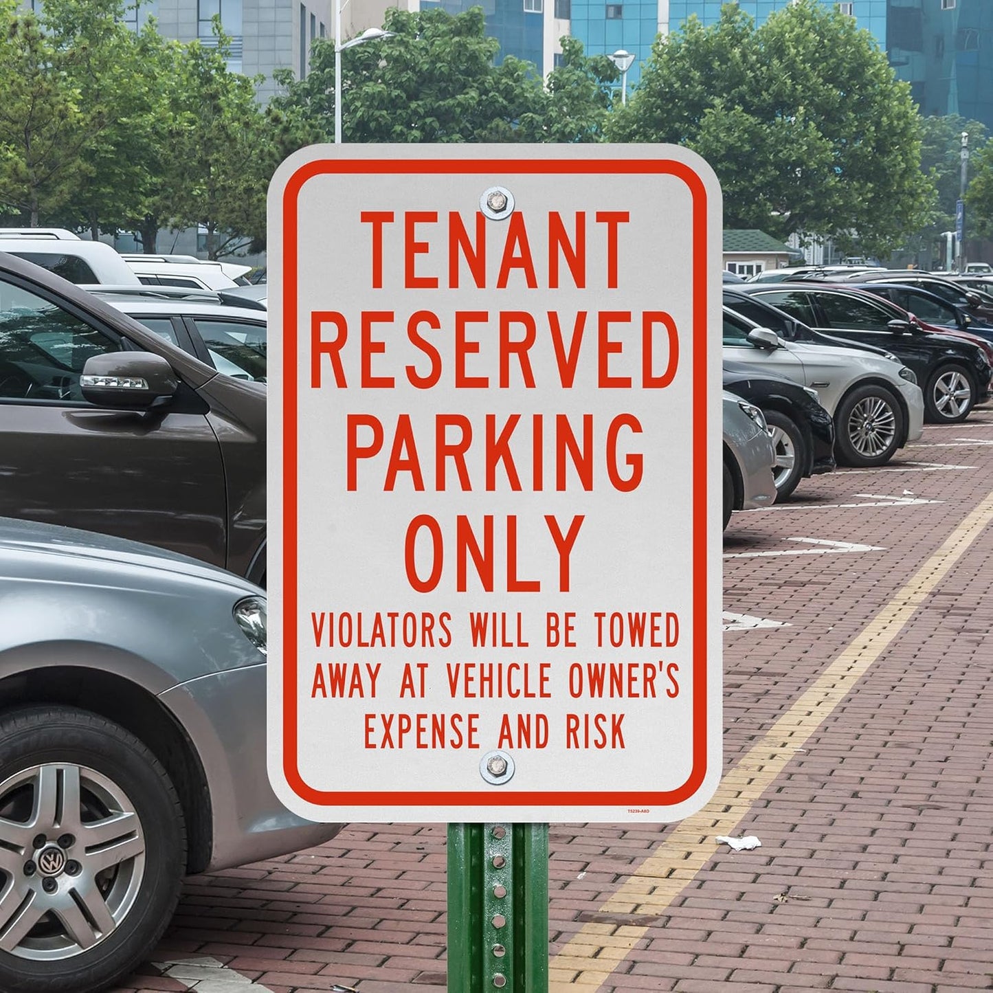 Brimar - 12" x 18" - Tenant Reserved Parking Only Sign - .063″ Engineering Grade Reflective Aluminum - Clear Message - Easy Installation