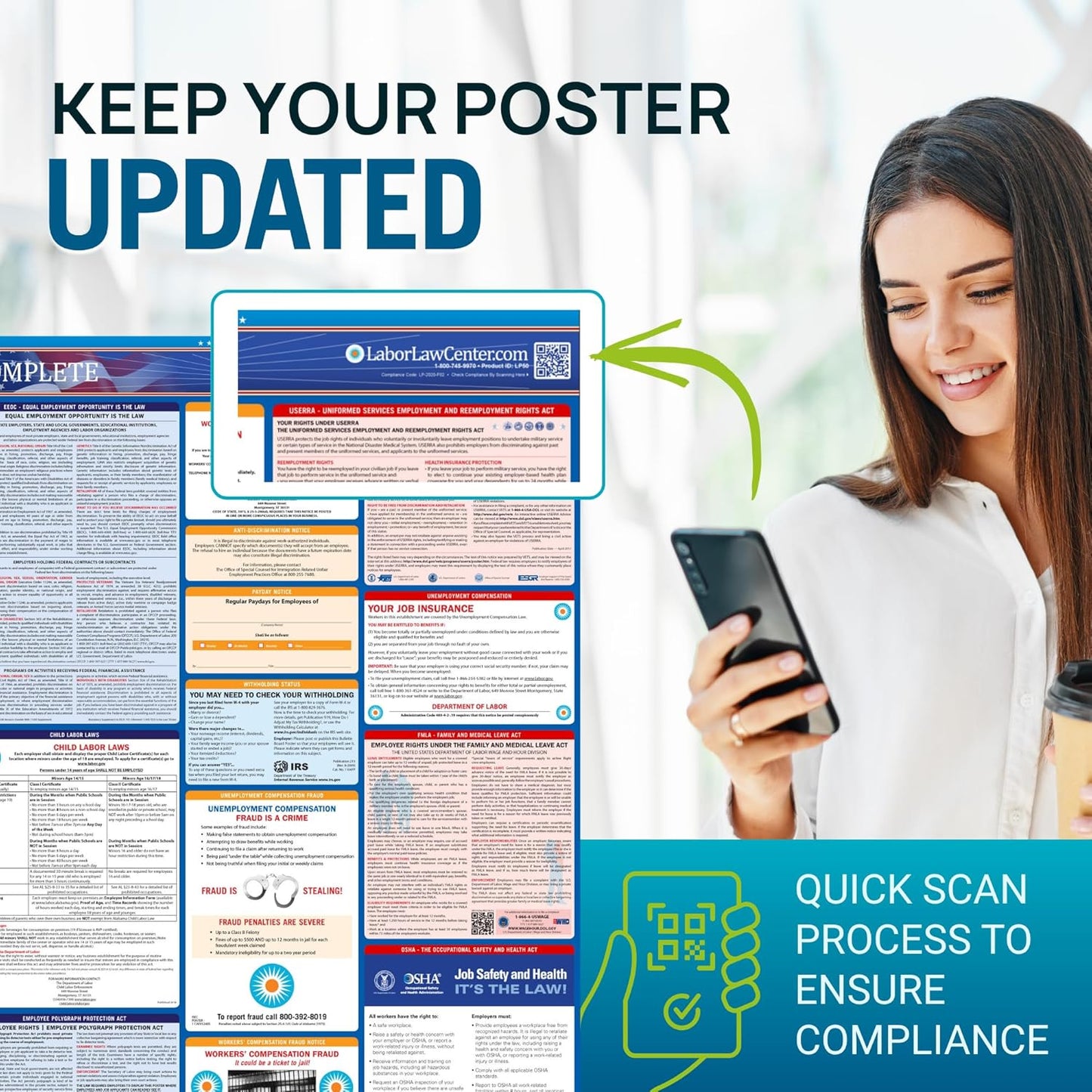 Virginia 2026 Labor Law Poster – State & Federal Compliance – OSHA, EEOC, FMLA, Minimum Wage – Durable, Laminated & Waterproof Workplace Employment Poster – Made in USA – 26” x 39.5”, 5-Pack