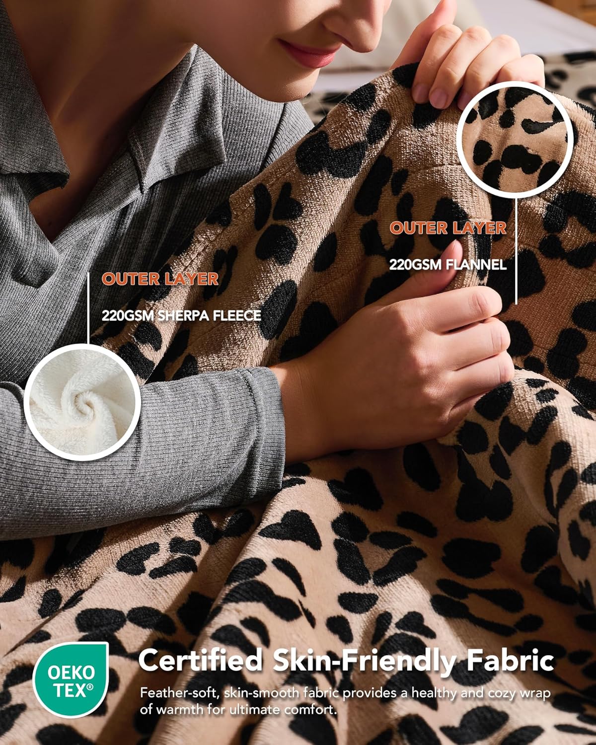 Homemate Electric Heated Blanket Full Size - 72"x84" Heating Blanket Full Size 1/2/4/6/8 Hours Auto-Off 10 Heat Level Over-Heat Protection Flannel Sherpa ETL Certification