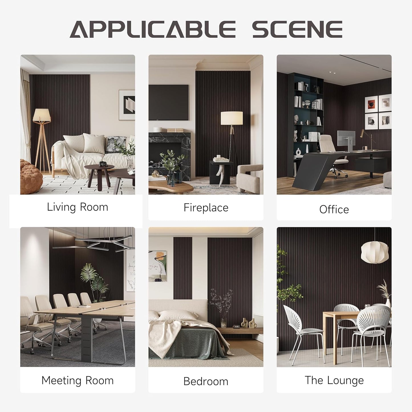 Stylish Decorative Wall Panels, 4 Pack 8 x 1 ft, Modern Acoustic Wood Panels with Felt Backing, Black-Brown Oak