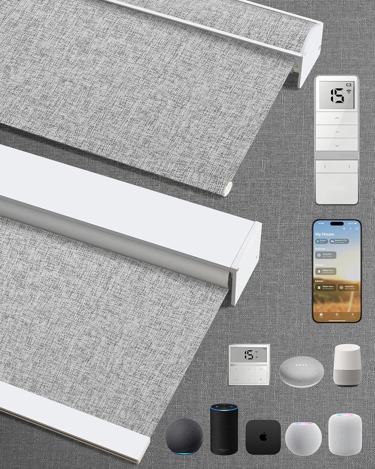 Kincmo Motorized Blinds with Remote,100% Blackout Motorized Roller Shades Work with Apple Homekit,Alexa,Google, Custom Electric Blinds with App,Voice Control (Mist Twilight)