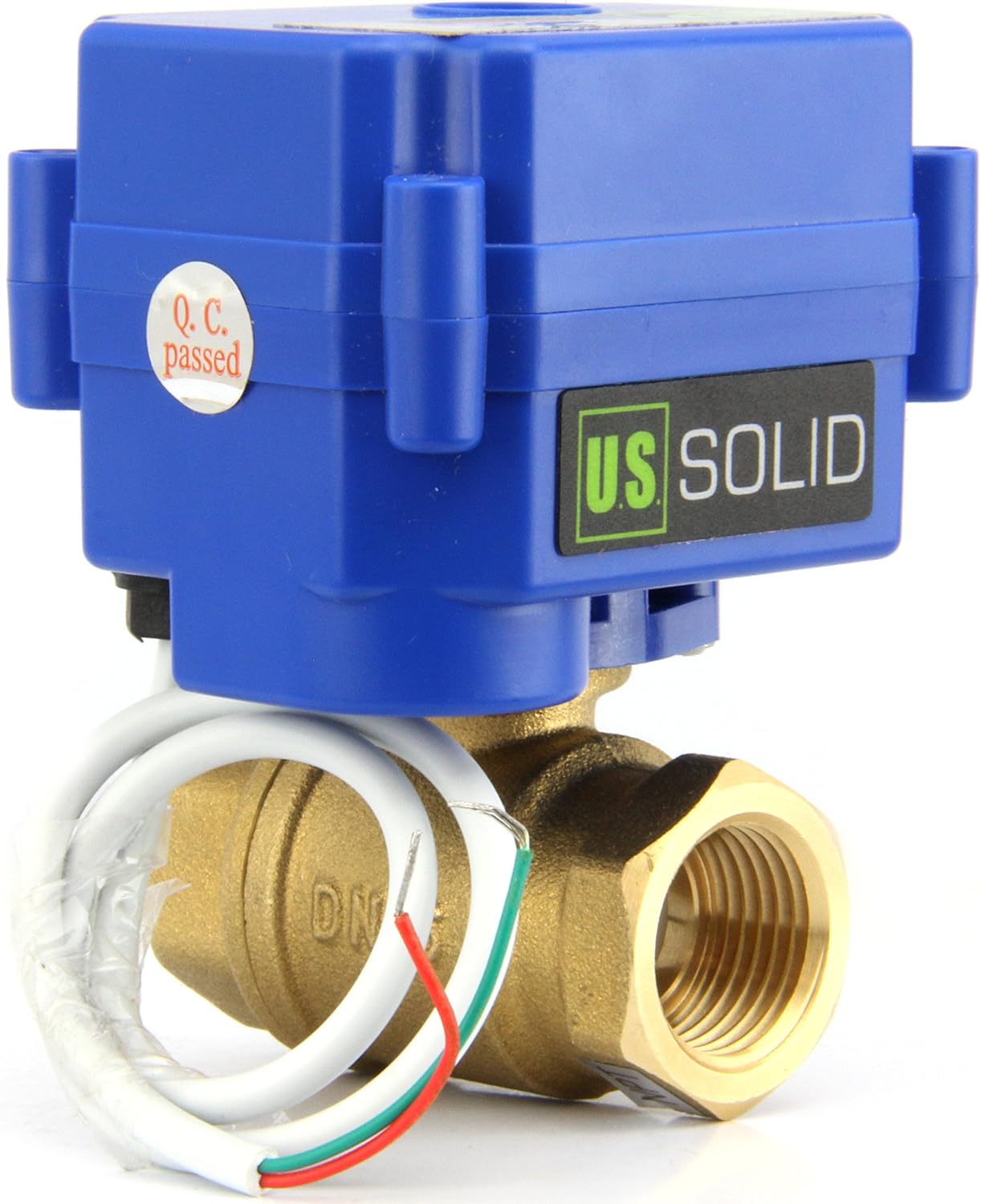 U.S. Solid Motorized Ball Valve- 3/4" Brass Ball Valve with Standard Port, 9-24V AC/DC and 2 Wire Auto Return Setup