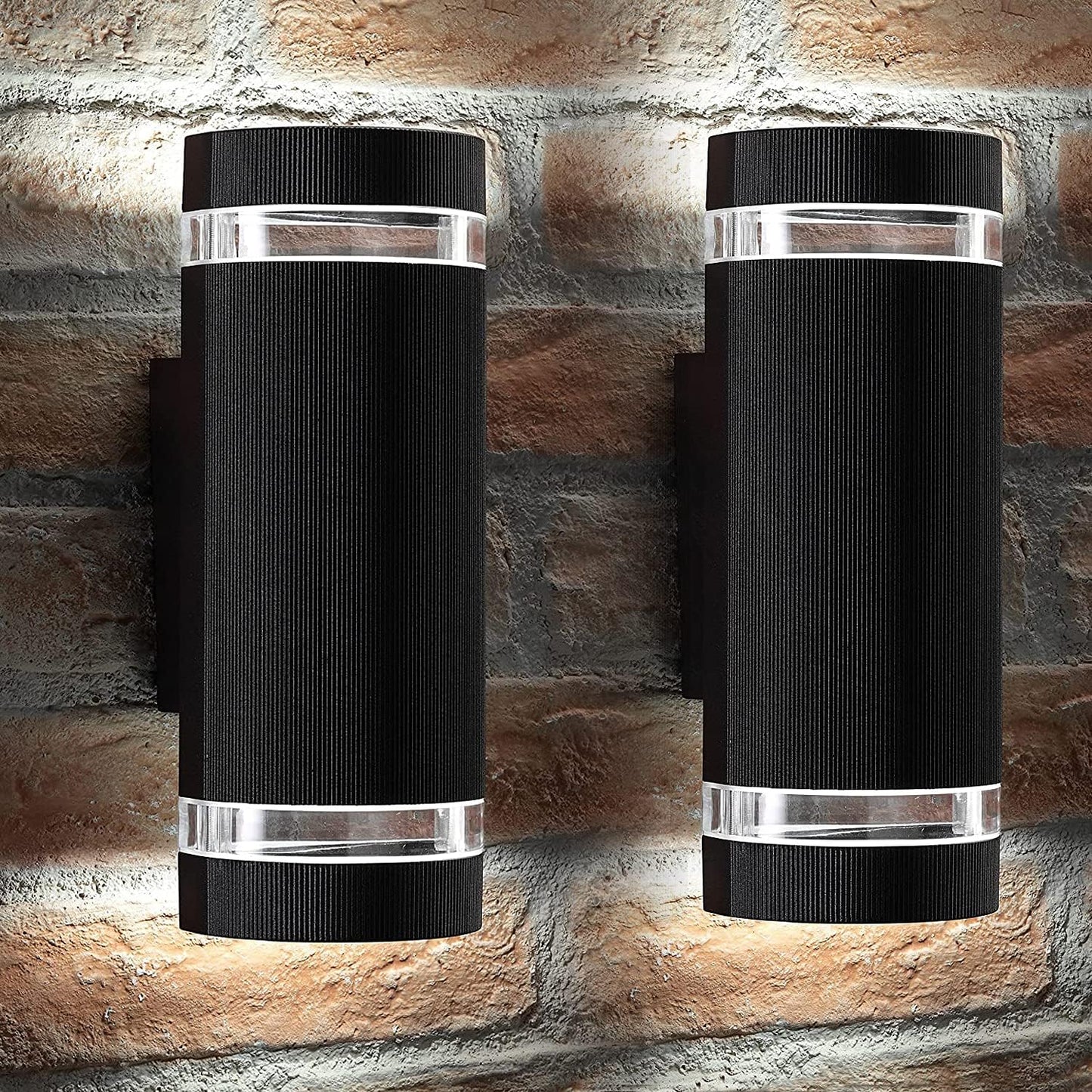 Dusk to Dawn Outdoor Lighting, Bling Exterior Wall Sconce - ETL Listed, Outdoor Light Fixtures Wall Mount Cylinder Design -White Up Down Outdoor Lights for House, Porch, Backyard (2 Pack)