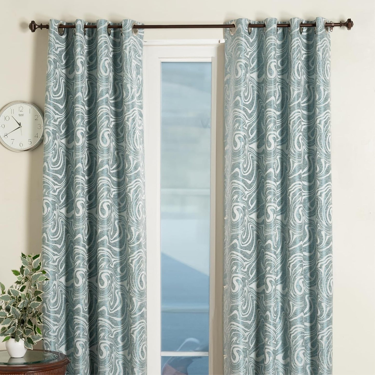 Deco Window Adjustable Curtain Rod for Windows 18 to 44 Inch (Pack of 1) Extendable Heavy Duty 3/4 Inch Iron Drapery Pole with Finials Wall Mounted French Door Curtain Rods (Brown)