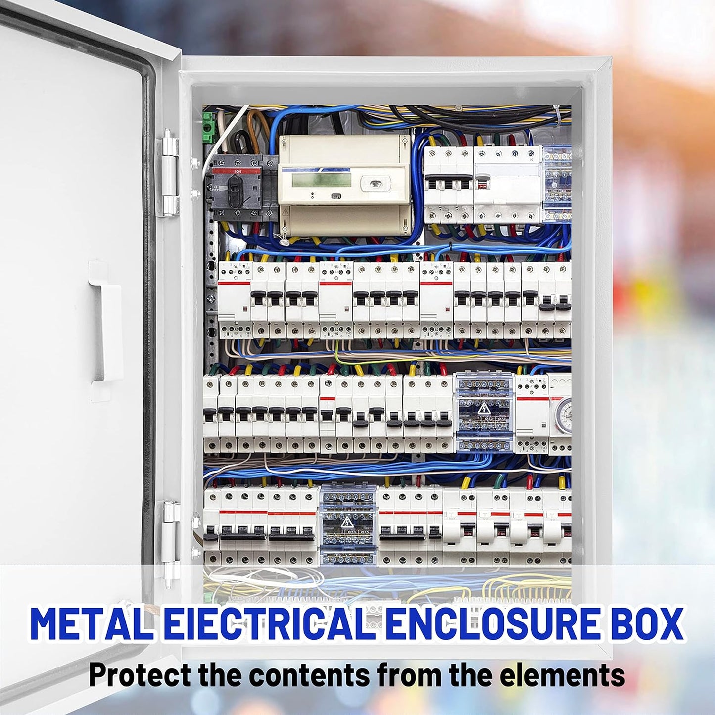 Outdoor Electrical Box 20 x 16x 8''D NEMA 4X Enclosure Steel Box, Waterproof & Dustproof Outdoor/Indoor Lockable Electrical Junction Box, with Mounting Plate