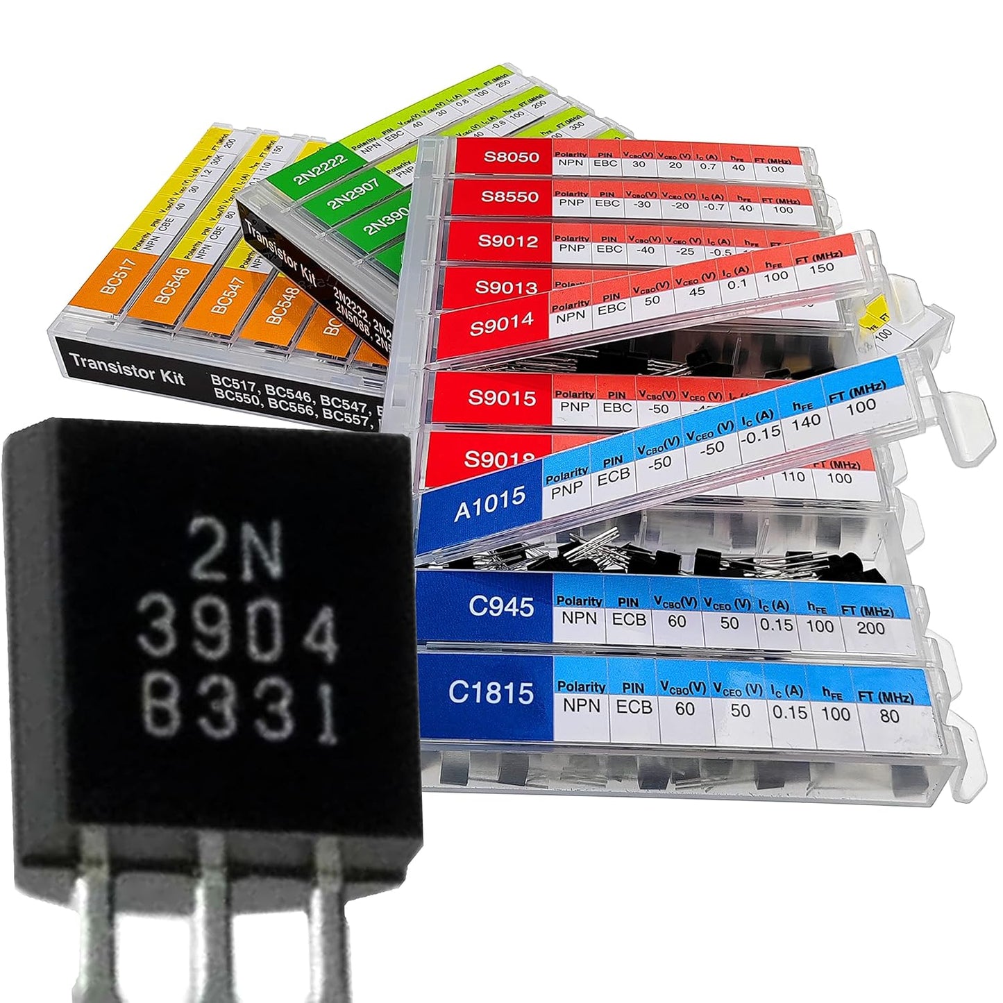 EEEEE 30 Kinds 1020pcs Assorted Type General Purpose TO92 Transistors PNP NPN Bipolar Power Transistor Assortment Kit with Individual Compartment