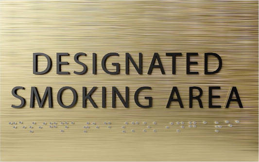 6" X4" Designated Smoking Area Sign - ADA Compliant Tactile Graphics Grade 2 Braille Text | Smoking Permitted Wall Signs for Offices, Private Businesses, Schools, and Restaurants