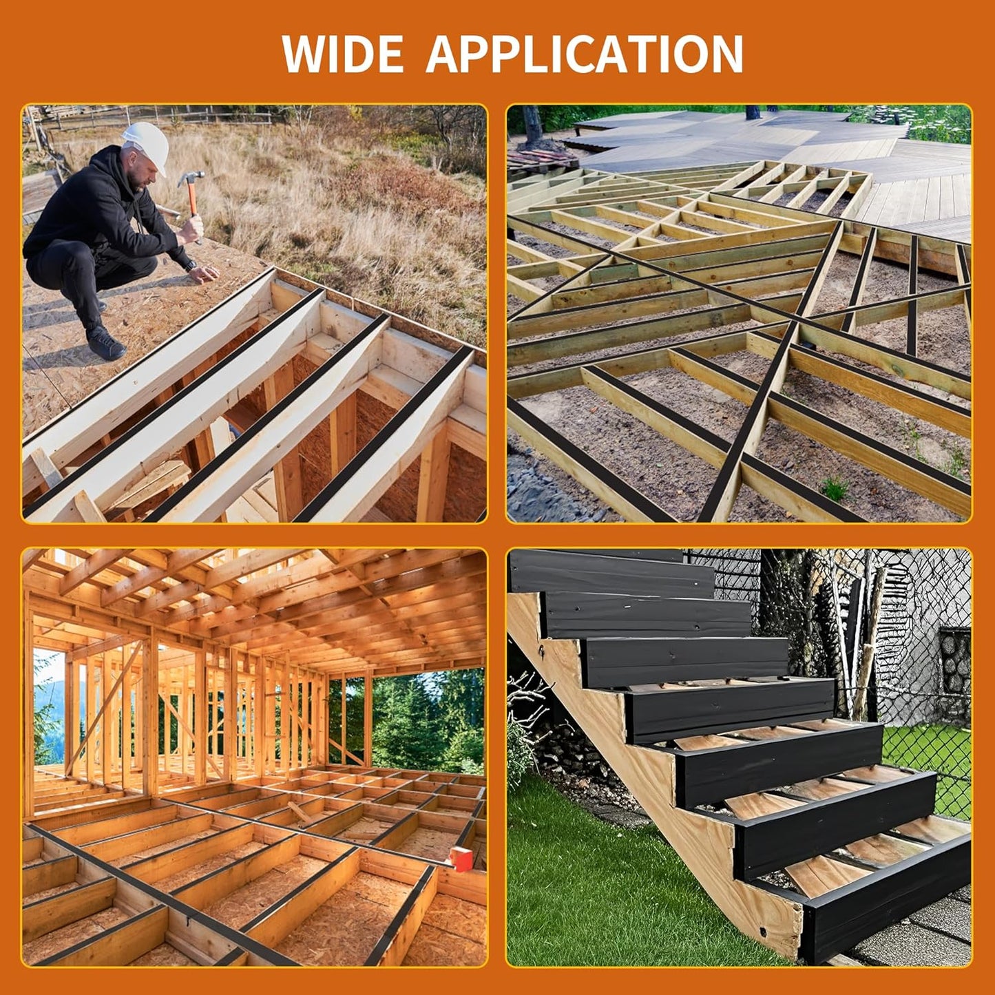 Butyl Joist Tape for Decking 2''×50', 10 Rolls Weather-Resistant Deck Joist Tape 2 inch, Waterproof and Anti-Corrosion Joists Deck Tape,Self-Adhesive Flashing Joists Tape for Wood Decks Beams Roof