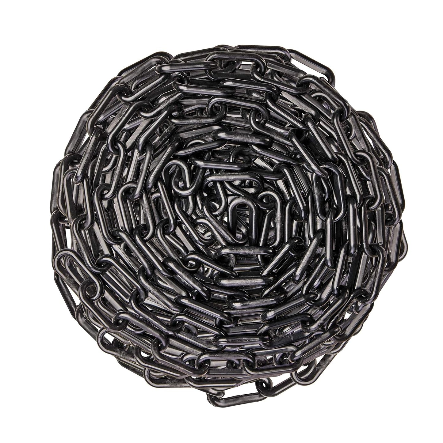 US Weight (Made in USA) 2" x 50' Black Plastic Safety Chain ft. SunShield UV Resistant Technology