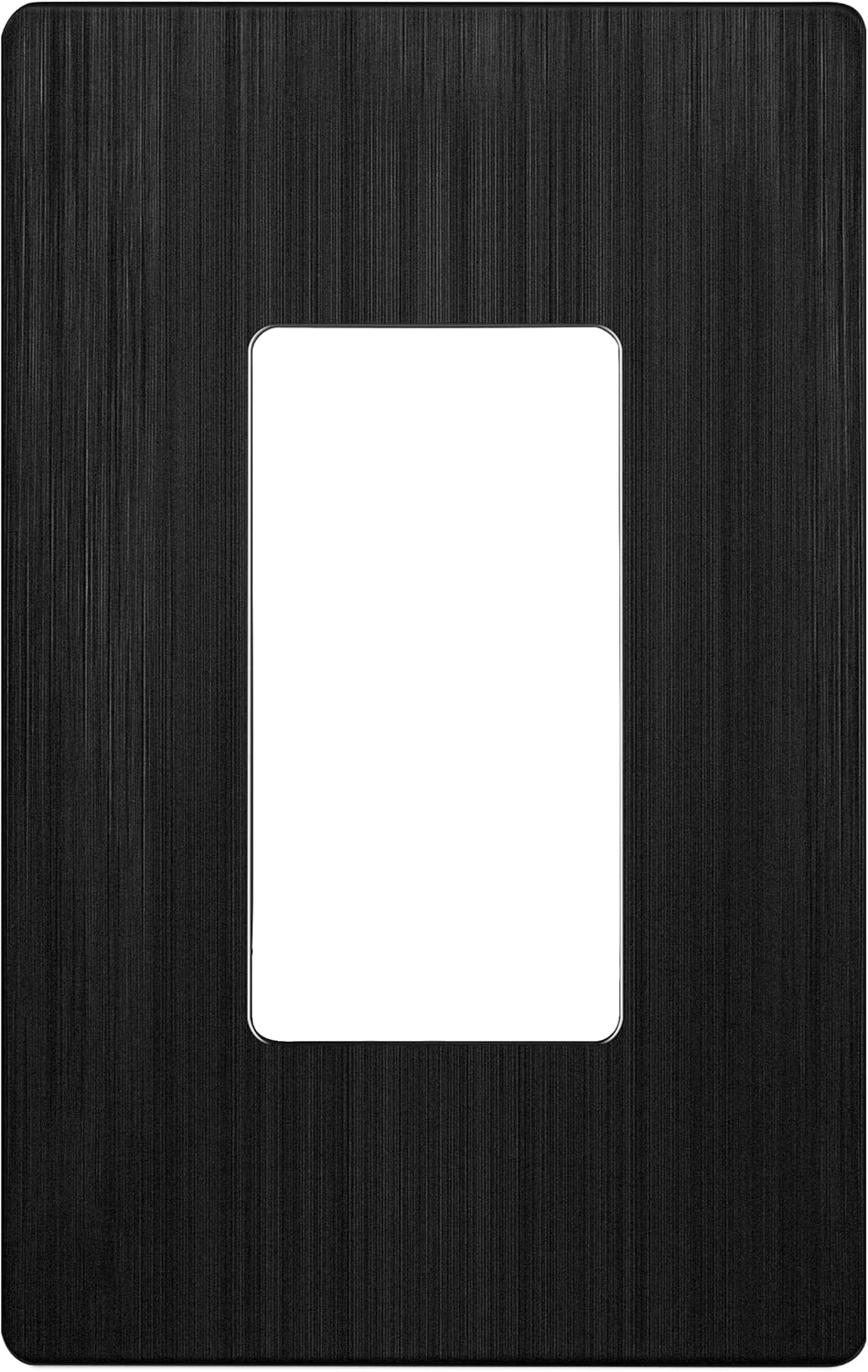 LIDER Brushed Finish Decorator Switch Cover, Screwless Wall Plate, Mid-Size 1-Gang 4.88" x 3.11", Unbreakable Polycarbonate Thermoplastic, UL Listed, LSWP-31M-BBK, Brushed Black