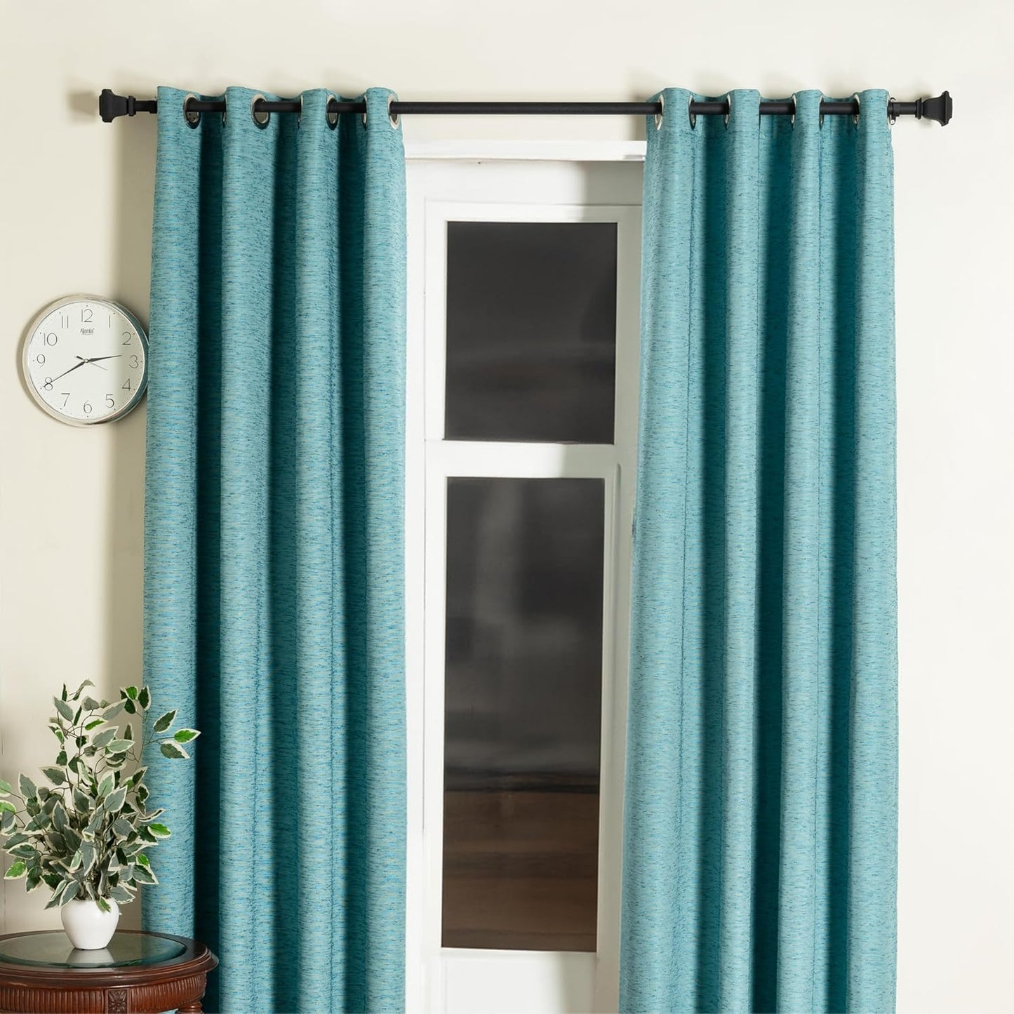 Deco Window Adjustable Curtain Rod for Windows 44 to 120 Inch (Pack of 1) Extendable Heavy Duty 1 Inch Iron Drapery Pole with Finials Wall Mounted French Door Curtain Rods (Dark Stone)