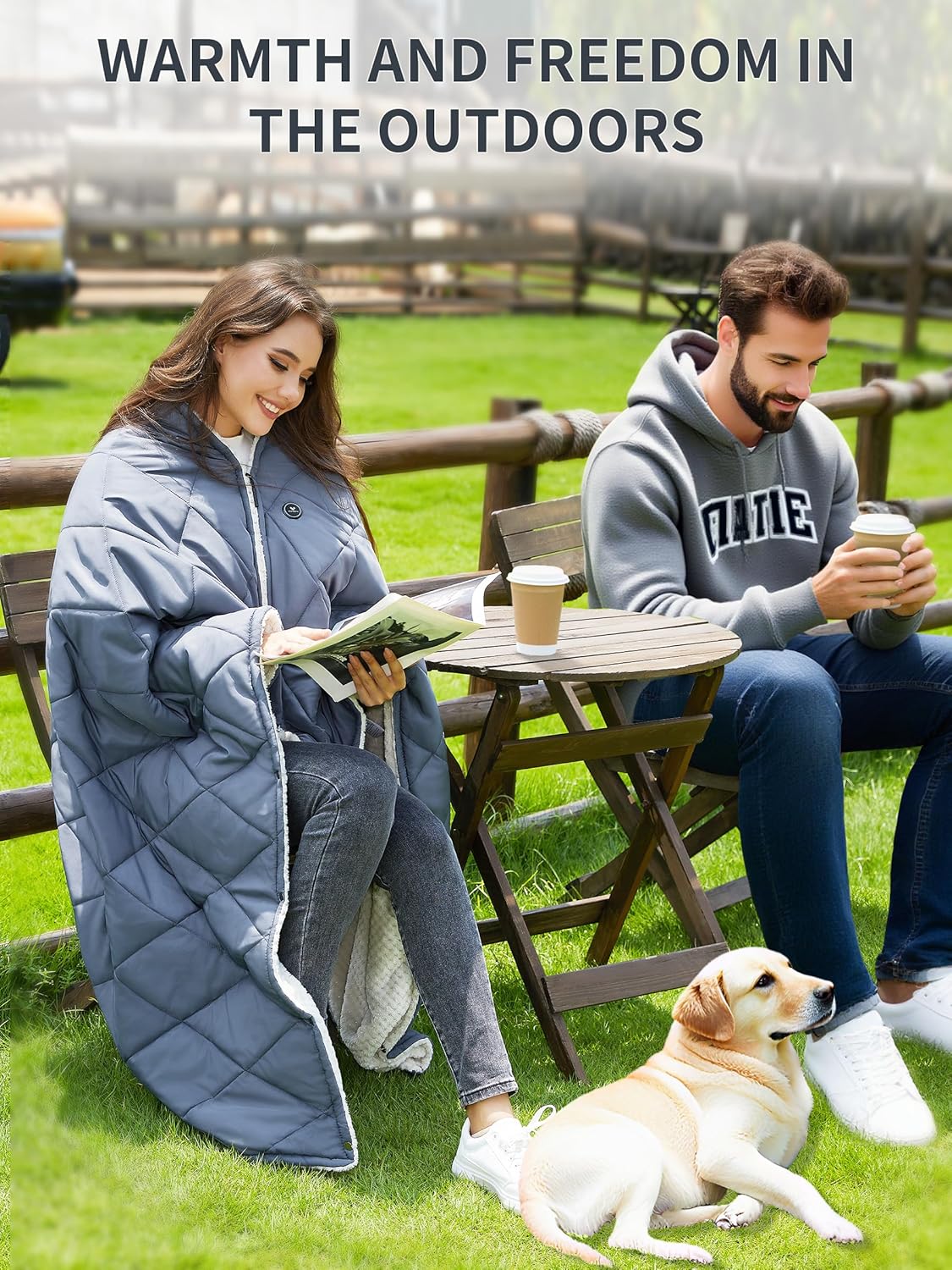 Heated Blanket Battery Operated,12V Cordless heating pad with 15000 battery,Heated Shawl Throw Blanket,Wearable Heated Blanket,Sherpa Lining,3 Heating Set for Car,Camping,Backpacking,Hiking,Travel