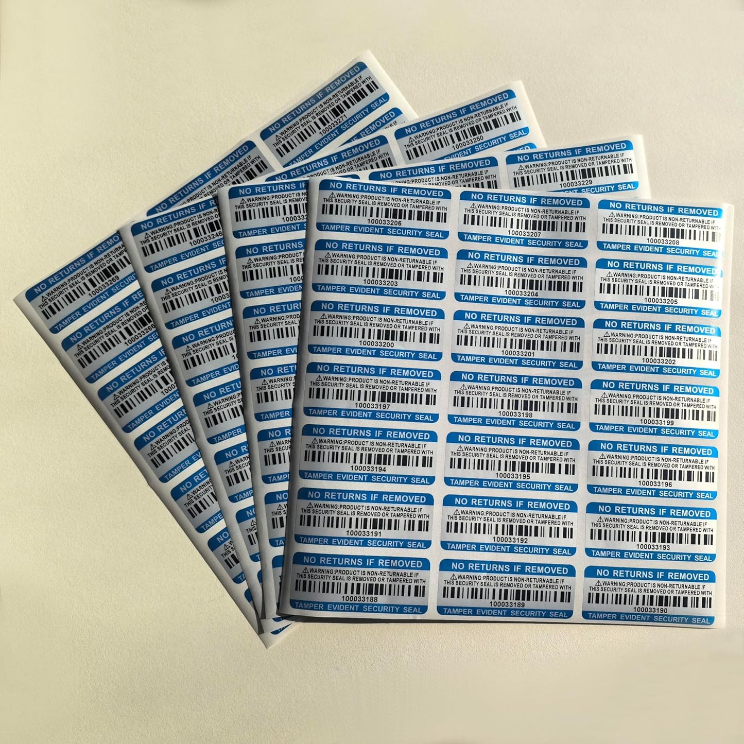 Tamper Evident Proof Barcode Stickers with Individual Serial Number Security Warranty Void Sticker,Sealing Label for Package(280pcs 2x0.8in Blue Matte Silver)
