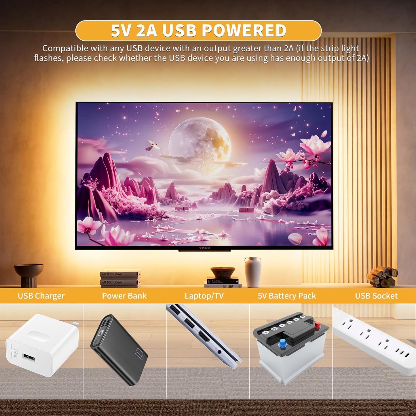 PAUTIX 5V USB COB LED Strip Light 6.56ft/2m 1200lm, Dimmable 640LEDs 2700K Warm White CRI90+ with RF Remote TV Backlight,Flexible Under Cabinet Tape Light for Bedroom,Kitchen,Home DIY Lighting