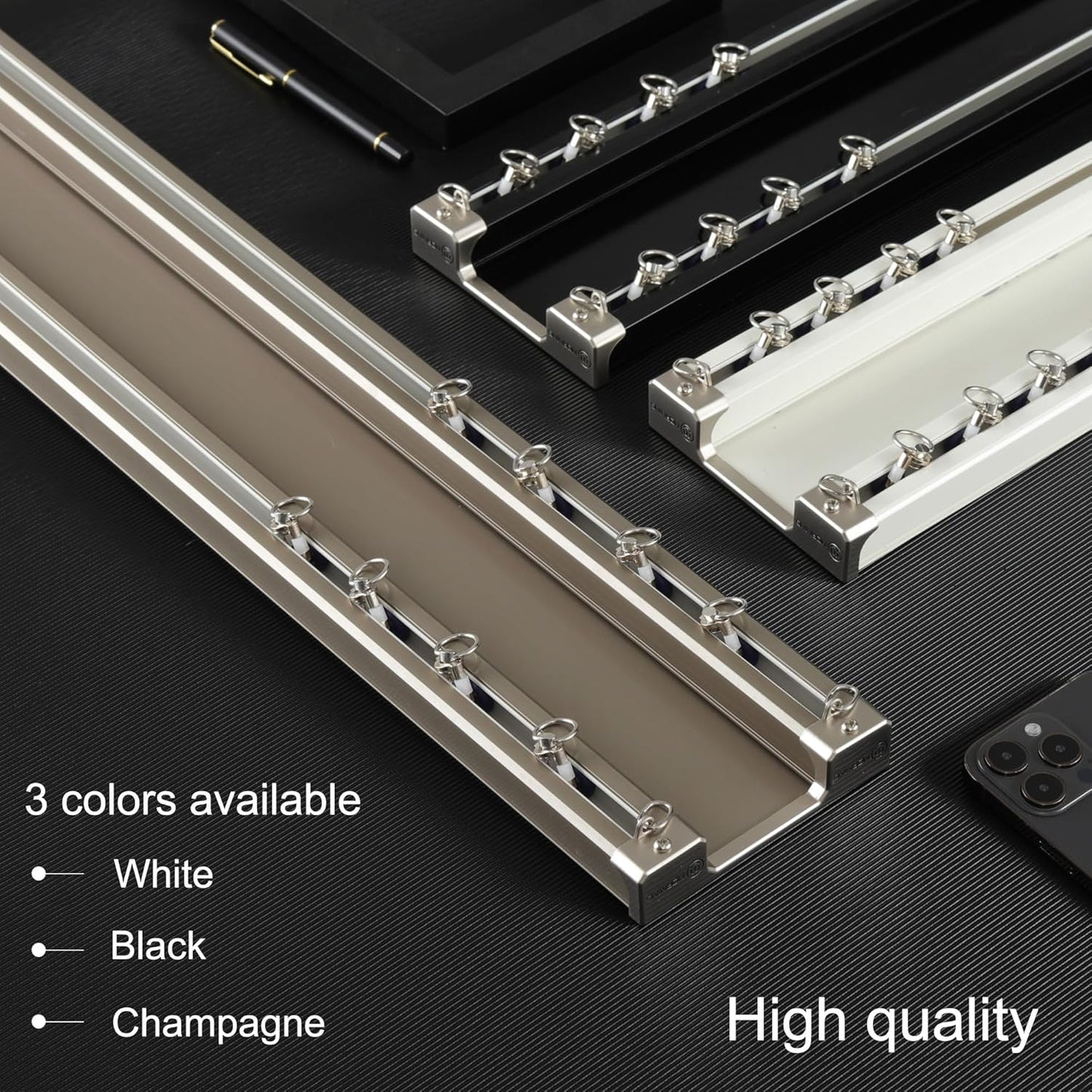 Double Row Ceiling Mounted Curtain Tracks - Double Rails for Curtains, Drapes, Room Dividers - Ceiling Mount System (Champagne, 4.5M)