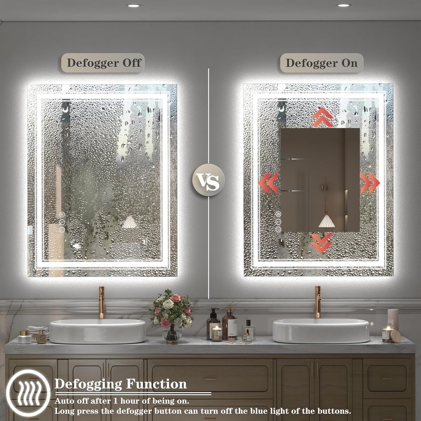 28x36 LED Lighted Mirror for Bathroom Wall, Dimmable Vanity Mirror with Lights, Backlit and Front lit, Dimmable, Anti-Fog, Shatter-Poof (Horizontal/Vertical)