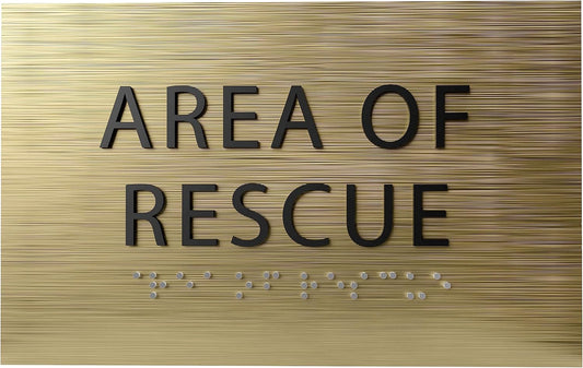 6" X4" Area of Rescue Sign - ADA Compliant Tactile Graphics Grade 2 Braille Text Wall Sign | Emergency Assistance, Refuge Place Sign for Schools, Offices, Apartments & Restaurants