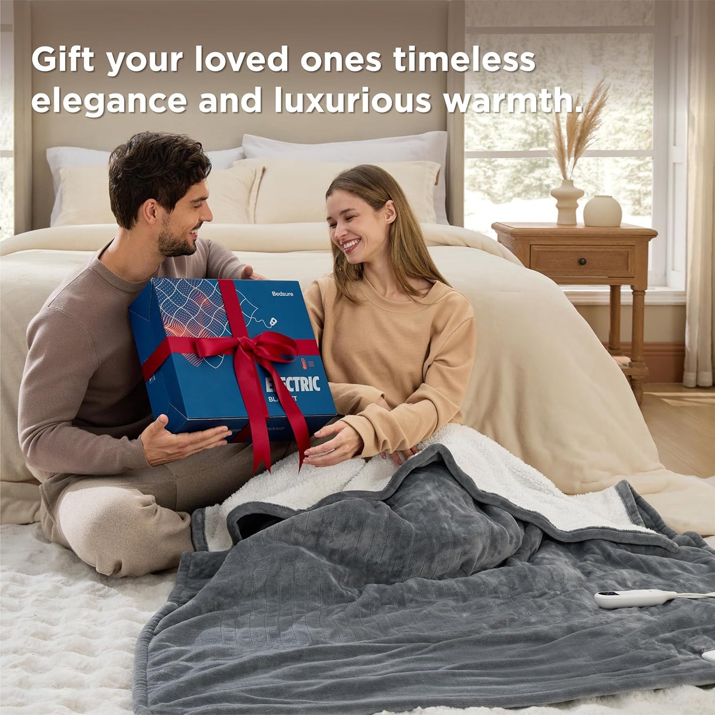 Bedsure Heated Blanket Throw Blanket - Fast Heating Electric Blanket, Soft Flannel Heated Throw with 4 Time Settings, 6 Heating Settings, Warm Gifts for Grandma Grandpa (50x60 inches, Black)