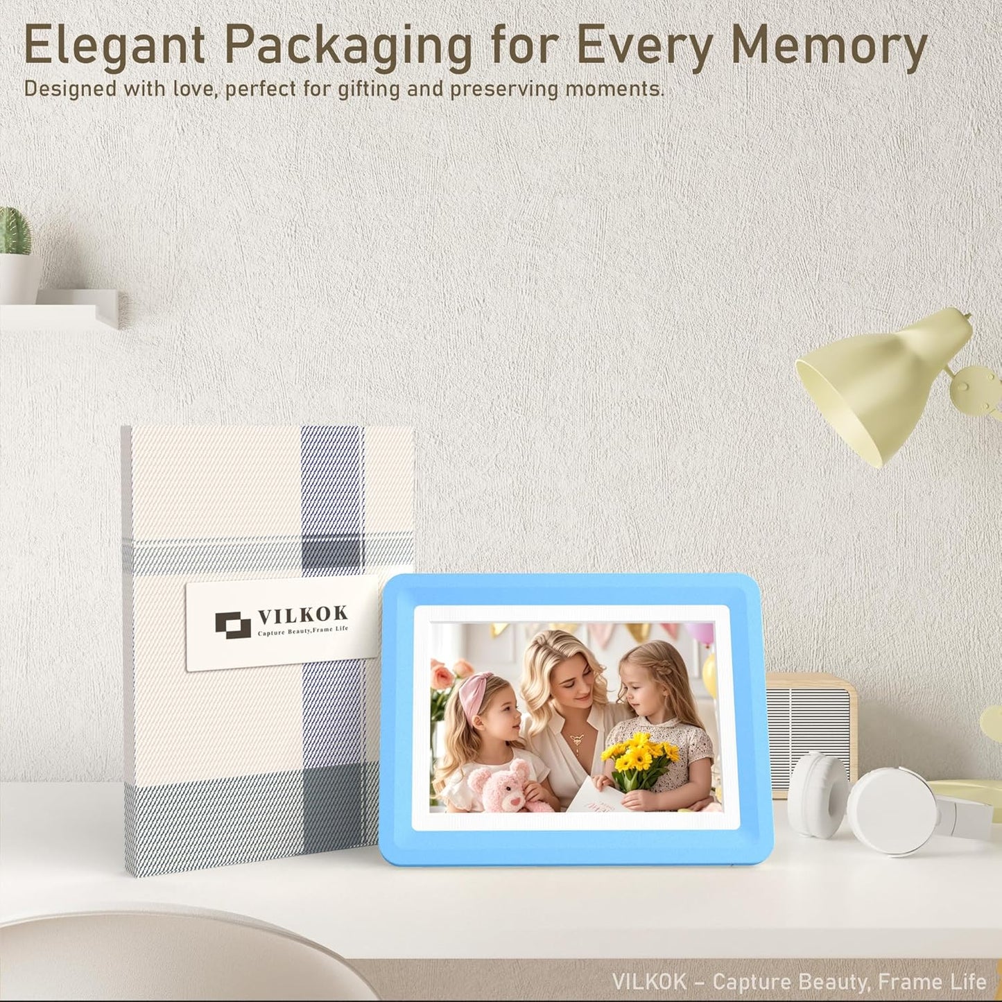 Blue 5x7 Picture Frame with Acrylic Front 1 Pack, ABS Frame for 5x7 or 4x6 Photos, Shatterproof UV-Resistant Tabletop Photo Frame, Vertical/Horizontal Display for Home Décor