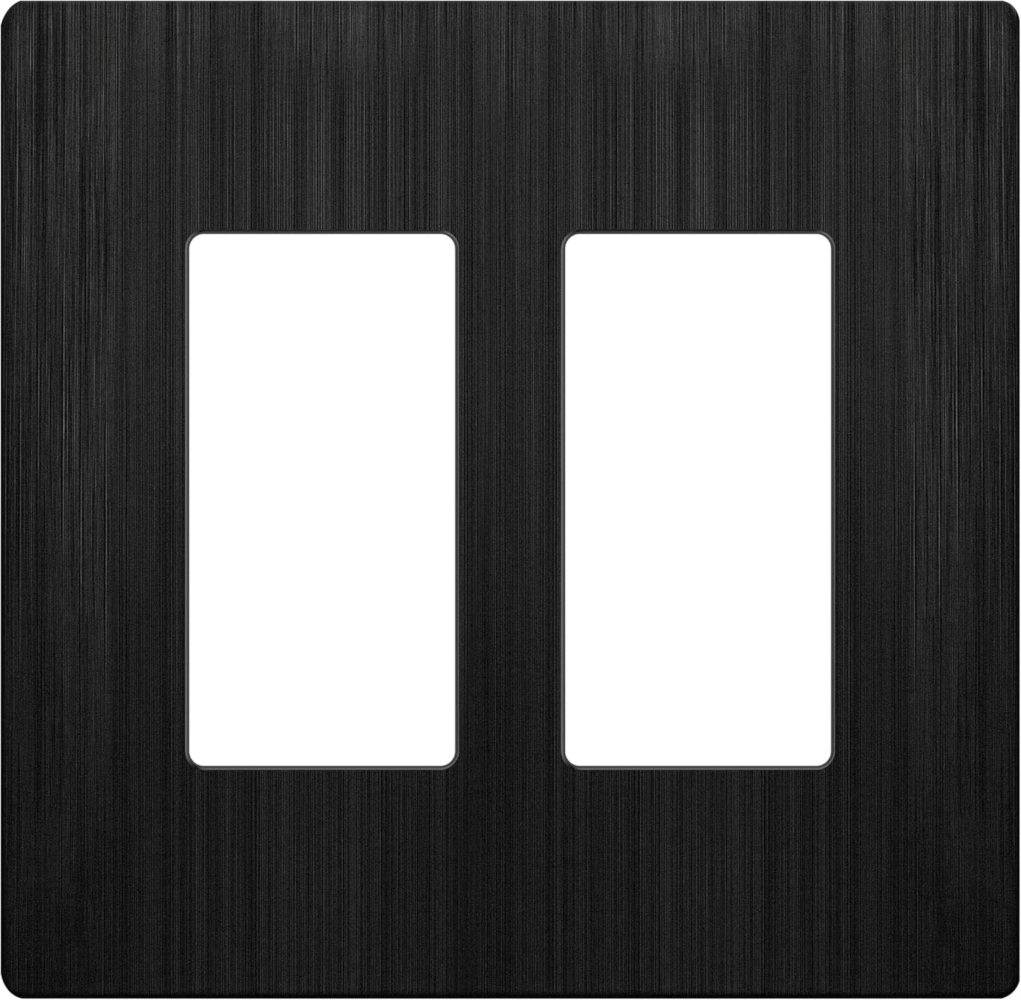 LIDER Brushed Finish Decorator Switch Cover, Screwless Wall Plate, Mid-Size 2-Gang 4.88" x 4.92", Unbreakable Polycarbonate Thermoplastic, UL Listed, LSWP-32M-BBK, Brushed Black