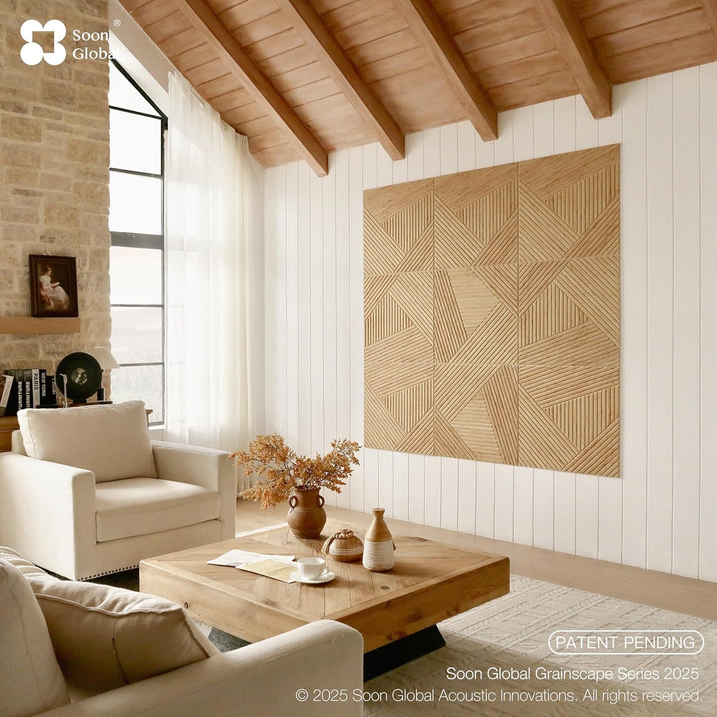 Acoustical Wall Panels, 6-Piece 23.62 X 23.62 Inches Art Acoustic Panels, Decorative Acoustic Panels, Acoustic Wall Panels, Sound Absorbing Wall Art, Timber Spiral