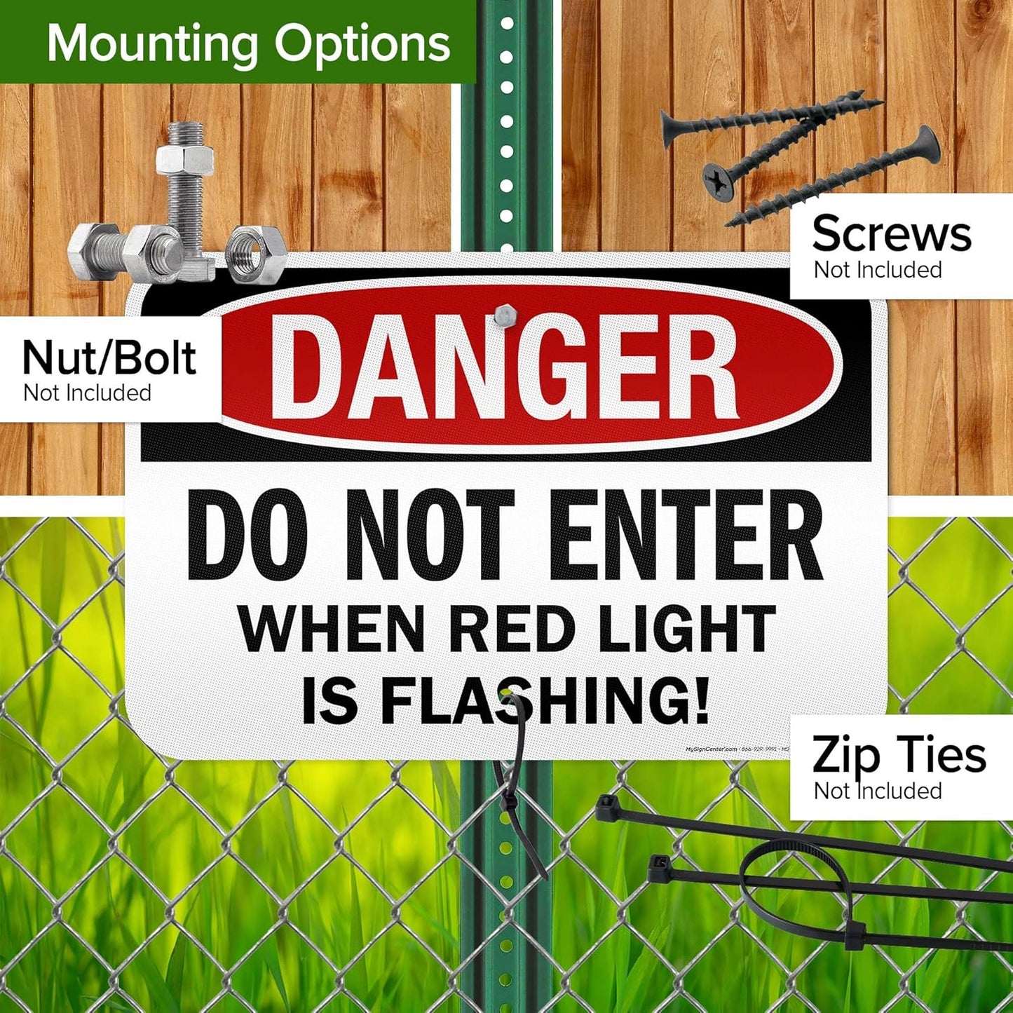 Danger Do Not Enter When Red Light is Flashing Sign, 12x18 Inches, 3M EGP Reflective .063 Aluminum, Fade Resistant, Made in USA by My Sign Center