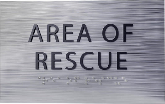 6" X4" Area of Rescue Sign - ADA Compliant Tactile Graphics Grade 2 Braille Text Wall Sign | Emergency Assistance, Refuge Place Sign for Schools, Offices, Apartments & Restaurants