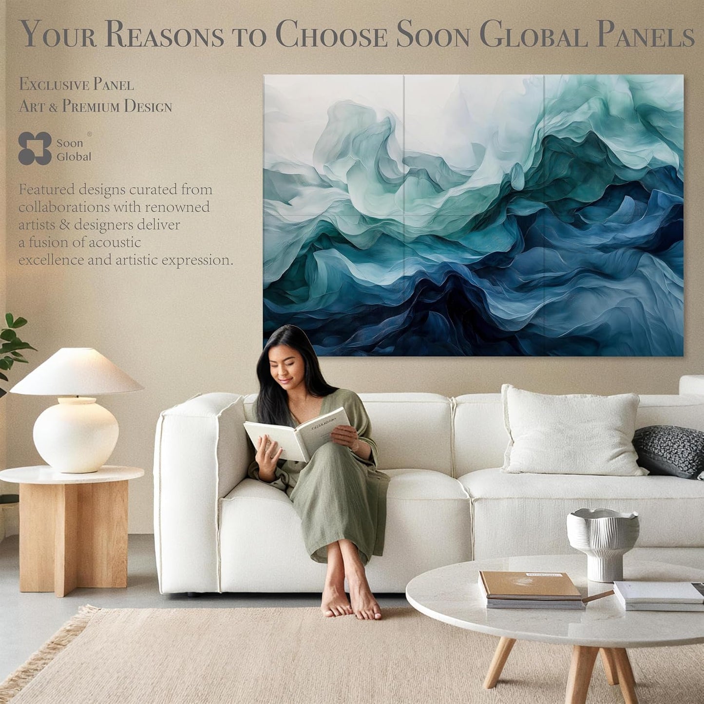 Acoustical Wall Panels, 72 X 48 Inches Art Acoustic Panels, Decorative Acoustic Panels, Acoustic Wall Panels, Sound Absorbing Wall Art, Aqua Dreams