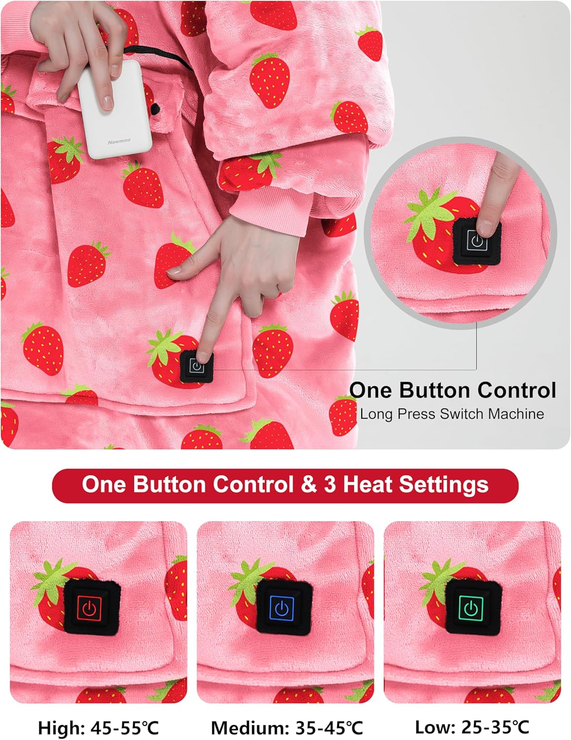 KFUBUO Heated Electric Wearable Blanket Throw Battery Operated Portable USB Cordless Outdoor Hoodie Sweatshirt