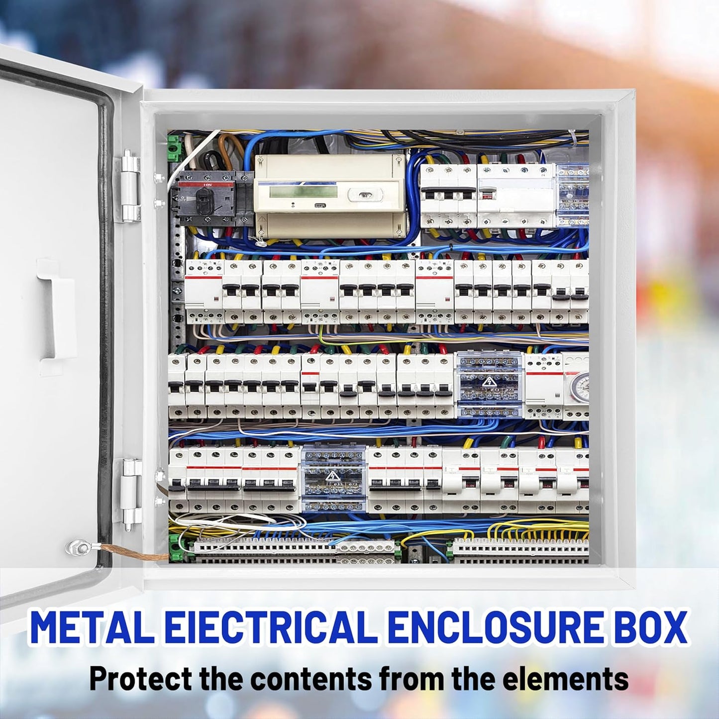 Outdoor Electrical Box 20 x 20 x 8''D NEMA 4X Enclosure Steel Box, Waterproof & Dustproof Outdoor/Indoor Lockable Electrical Junction Box, with Mounting Plate