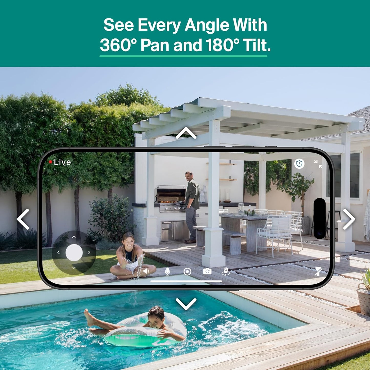 Arlo Essential Pan Tilt Security Camera 2K + 6 Months of Secure Plus Plan - Wired Plug-in Power Outdoor Camera, Person Recognition, Package Detection, Animated Preview, Auto Motion Tracking, 1 Cam