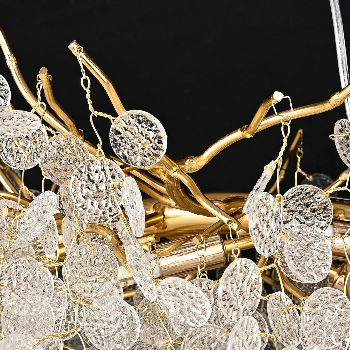 Modern Tree Branch Chandelier, 47.24 inch Money Tree Branch Gold Crystal Chandeliers, Rectangular Ceiling Pendant Lighting Fixtures for Dining Room, Bedroom, Living Room