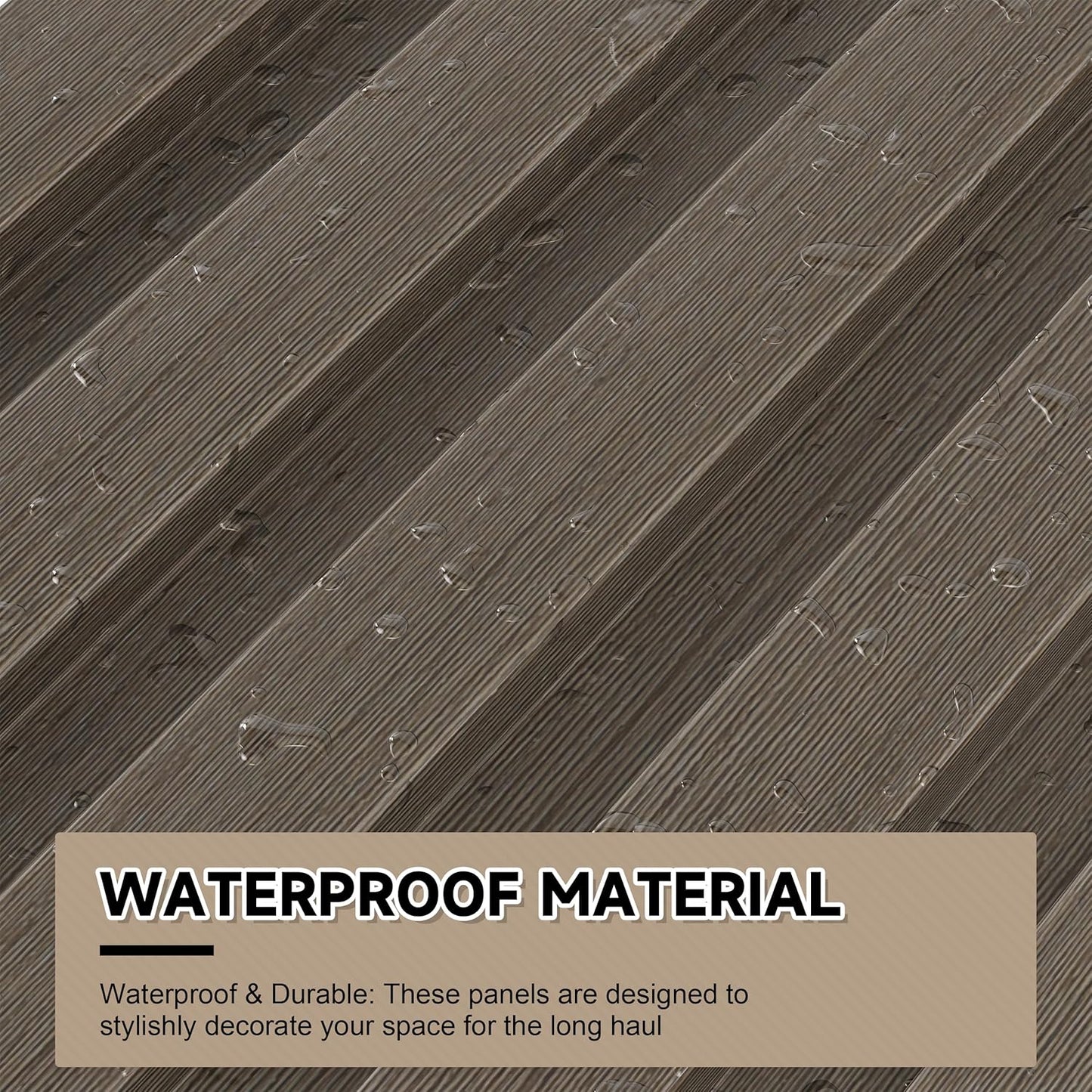 WPC Slat Wall Paneling, 8-Pack 3D WPC Wood Wall Panels, Acoustic Wall Panels for Interior Wall Decor, Living Room, Bedroom, Grayish Brown, 95 x 6 in