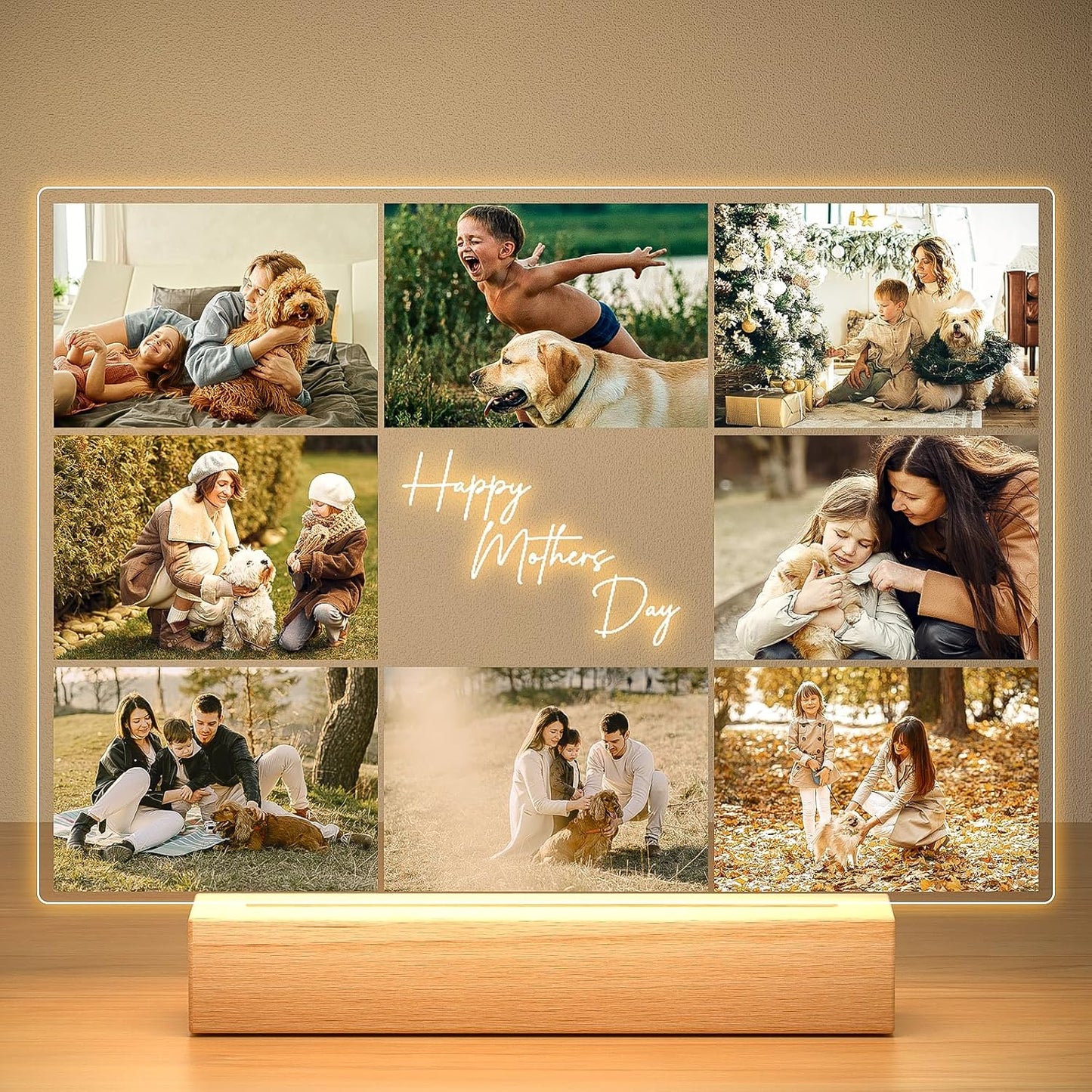 Custom Picture Frame with Photo, Personalized Photo Frame with Night Light, Customized Picture Frames, Personalized Valentines Day Gifts for Mom, Baby, Kid, Family