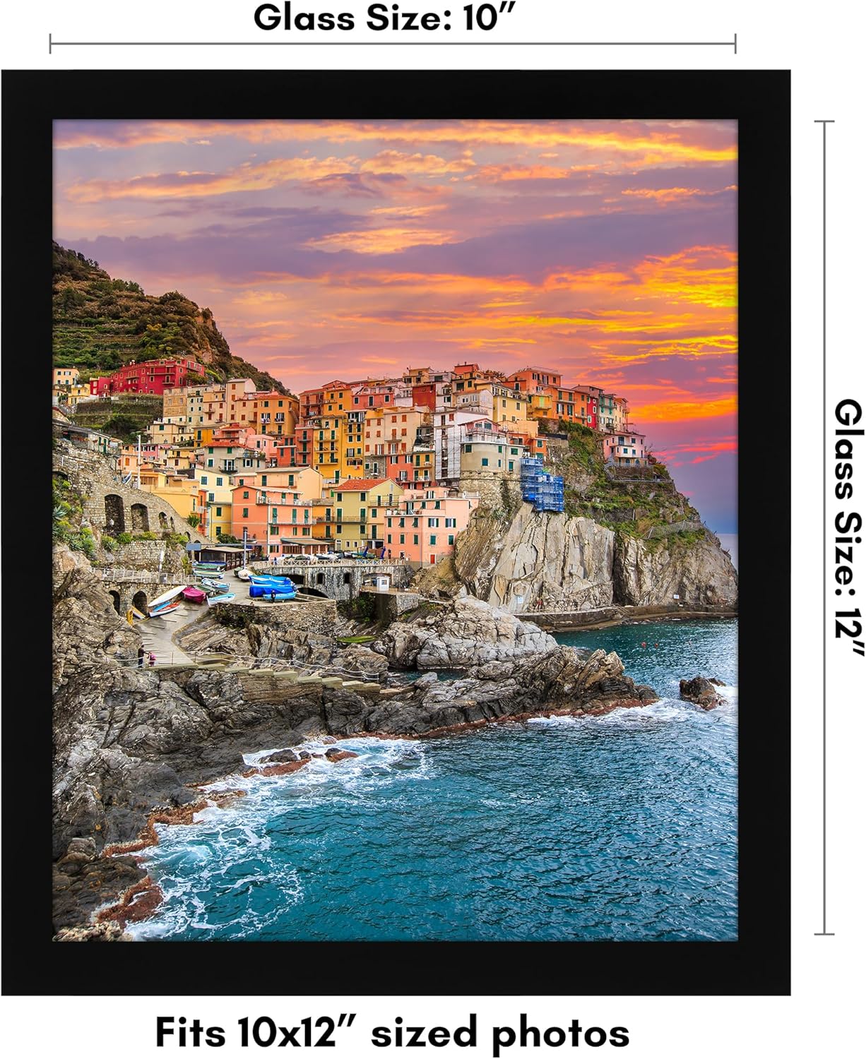 Americanflat 10x12 Picture Frame with Shatter-Resistant Glass - Signature Collection - Gallery-Style Frames Made of Engineered Wood - Photo Frame for Wall Display - Black