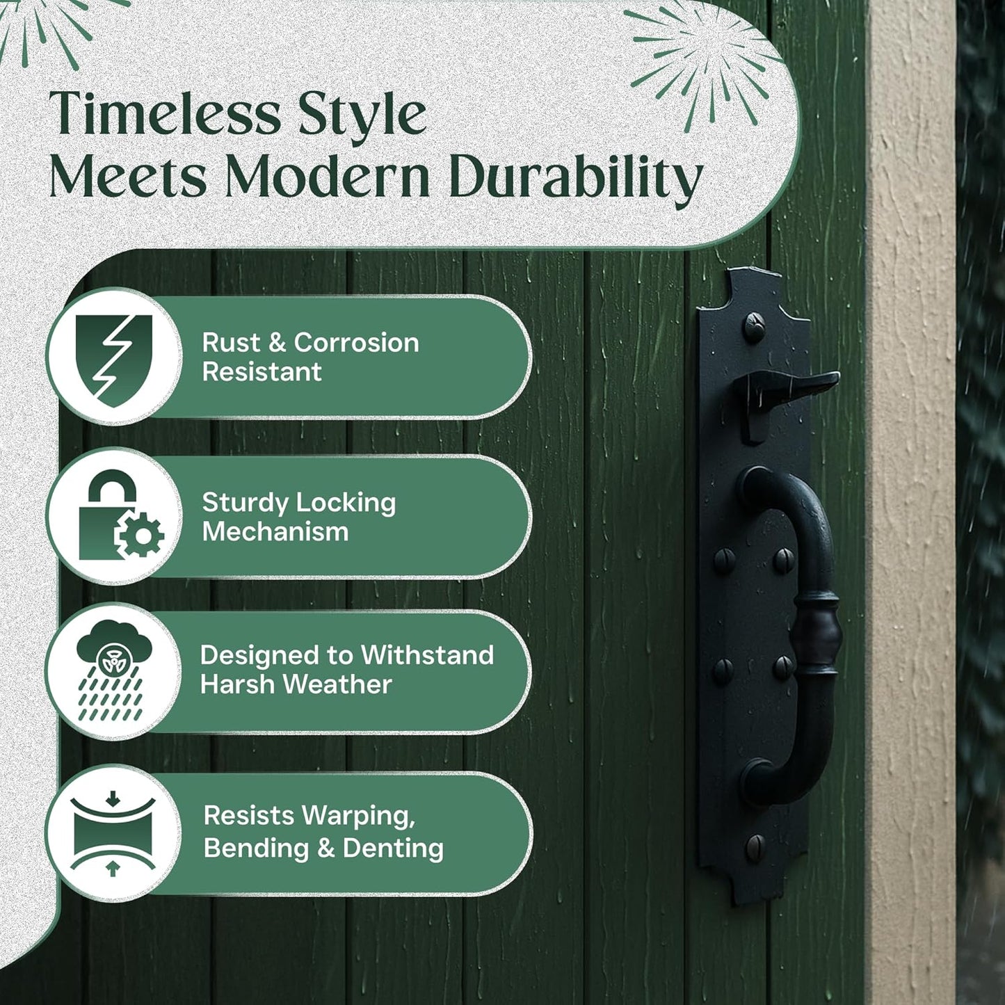 Renovators Supply Manufacturing Black Cast Iron Norfolk Door Latches Traditional Gate Or Door 8" Tall Thumb Latches Black Powder Coated Two Sided Gate Latch Locks with Mounting Hardware Pack of 6