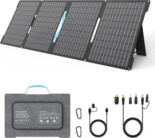 60W Portable Solar Panels Chargers with USB-C, USB-A and DC Outputs Foldable IP67 Waterproof Solar Panel for Camping,Power Emergency for Small Power Station,Phones, Power Banks