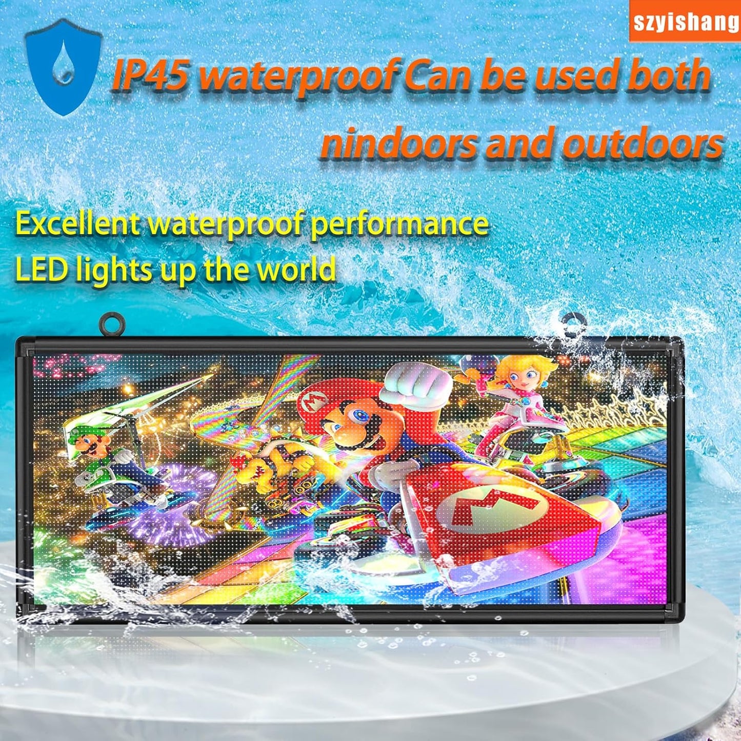 YS Outdoor P6 Programmable LED Sign(40"x 18"), WiFi + USB Control Digital Signage Scrolling LED Sign, Advertising Message Board,Open Signs for Business, RGB Full Color Display