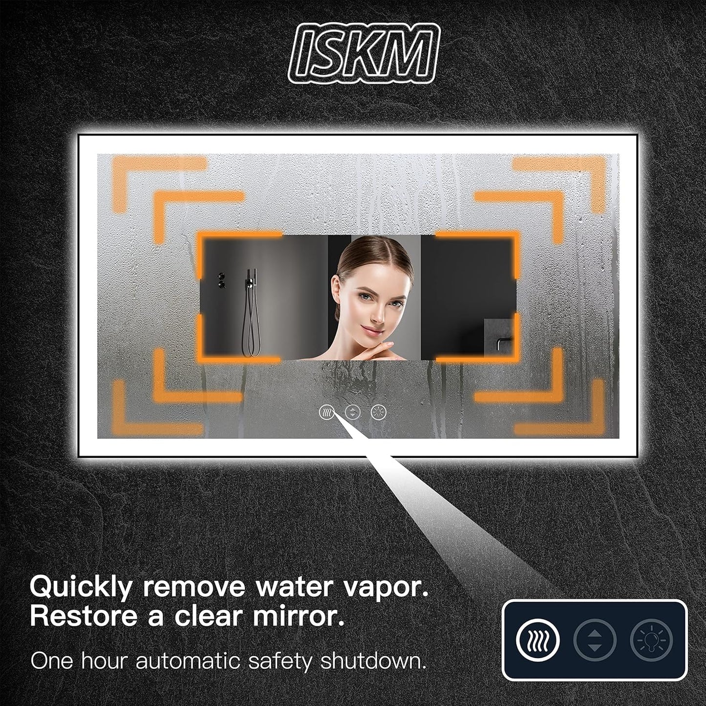 ISKM Framed LED Mirror for Bathroom 40"x24", Dimmable LED Bathroom Mirror with Lights, Anti-Fog, Front and Backlit Lighted Mirror 3-Colors, Shatterproof, Memory Function