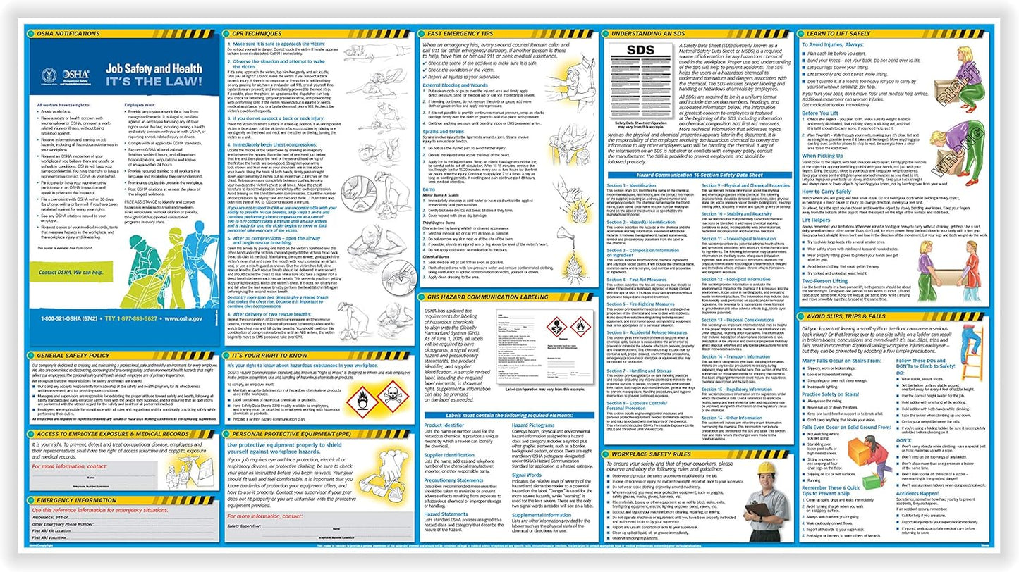 ComplyRight OSHA All-in-One-Safety Poster with GHS Updates- Employee Information Poster