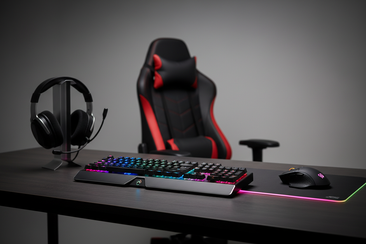 From precision keyboards and responsive mice to immersive headsets and ergonomic chairs, every product in our store is carefully selected to help you play smarter, faster, and longer. (make it real photo)